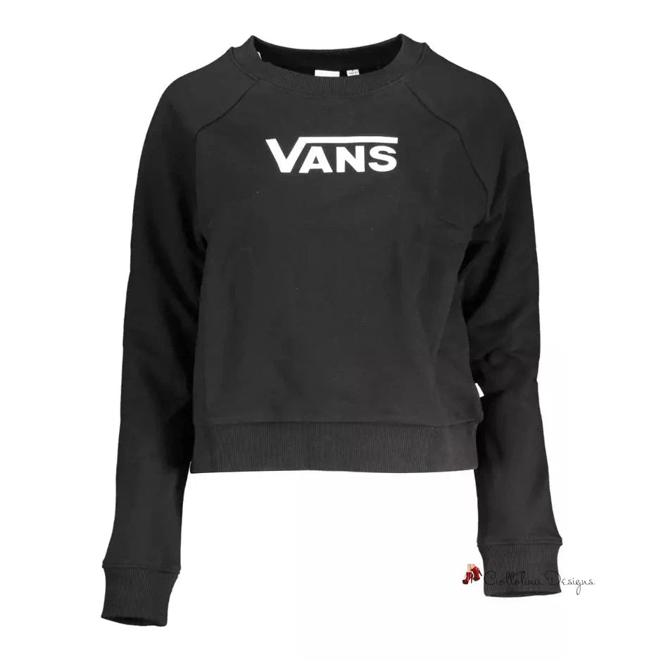 Sleek Black Cotton Sweatshirt with Logo Print