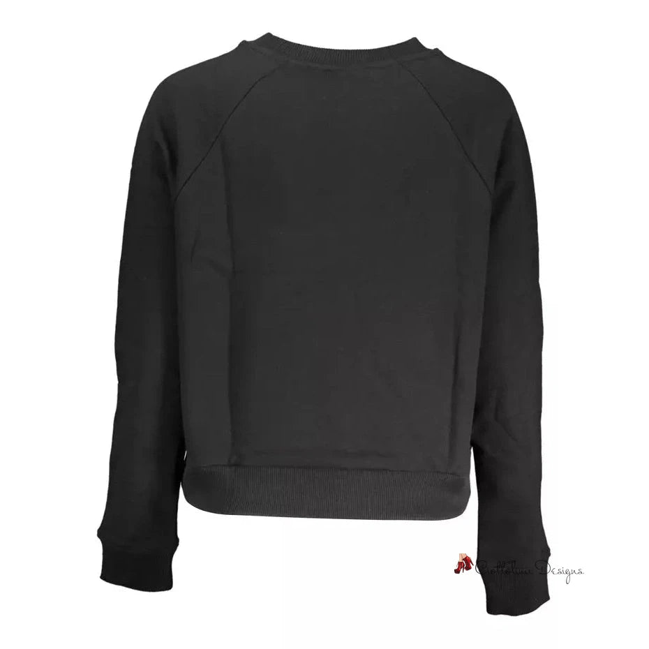 Sleek Black Cotton Sweatshirt with Logo Print