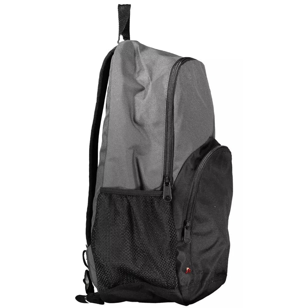 Versatile Gray Urban Backpack with Logo Detail