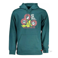 Green Cotton Hooded Sweatshirt with Central Pocket