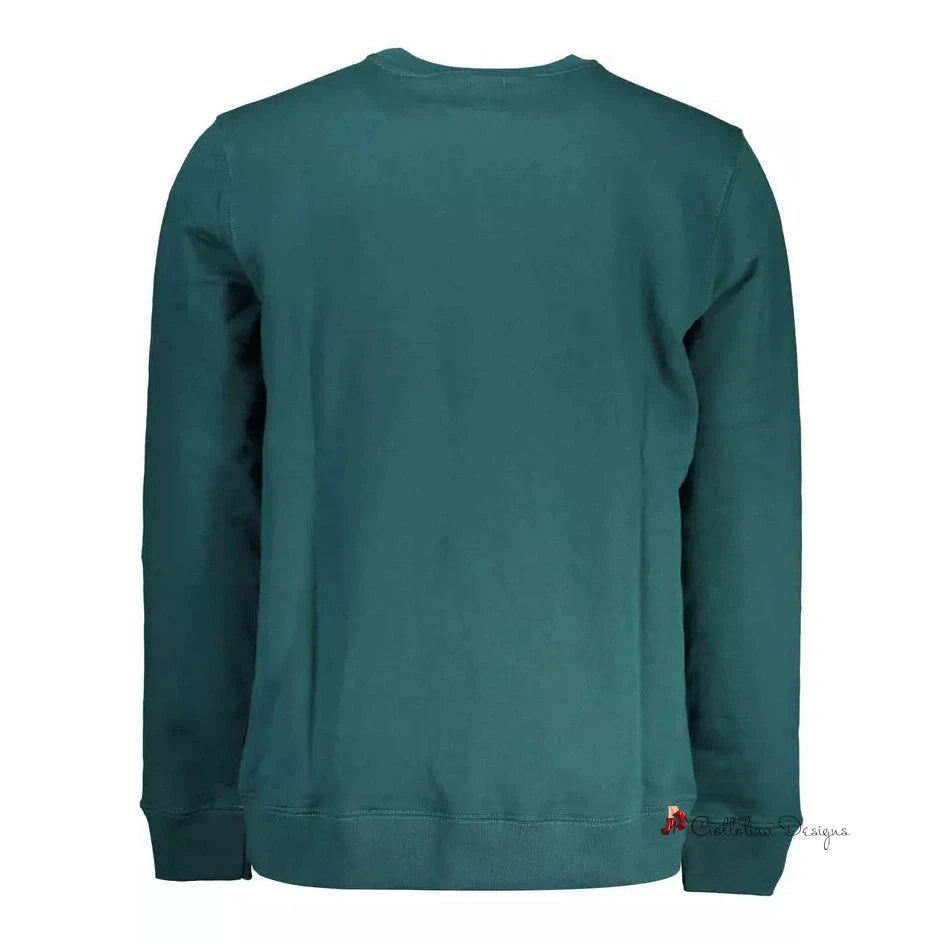 Green Logo Print Round Neck Sweatshirt