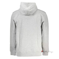 Sleek Gray Hooded Sweatshirt with Central Pocket