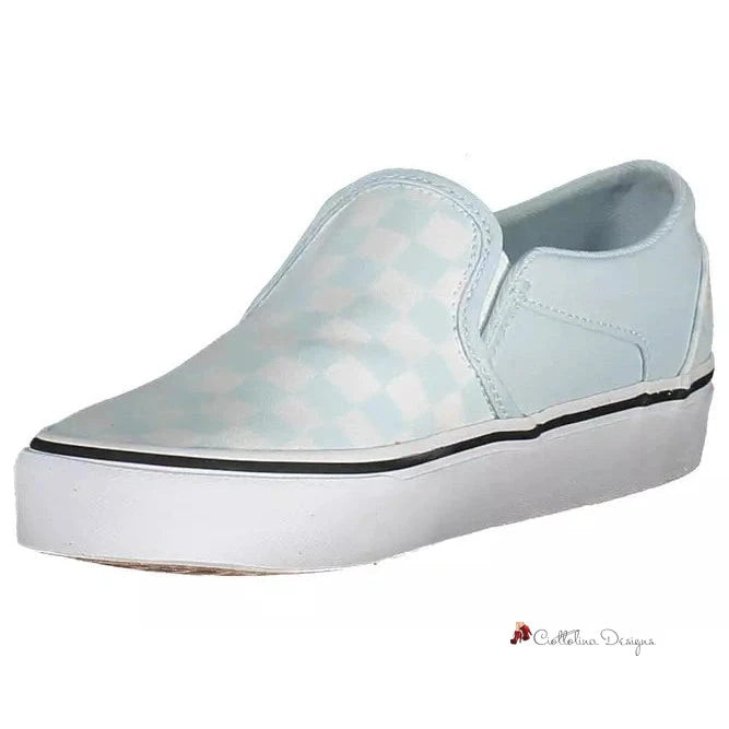 Chic Light Blue Sporty Sneakers with Logo Accent