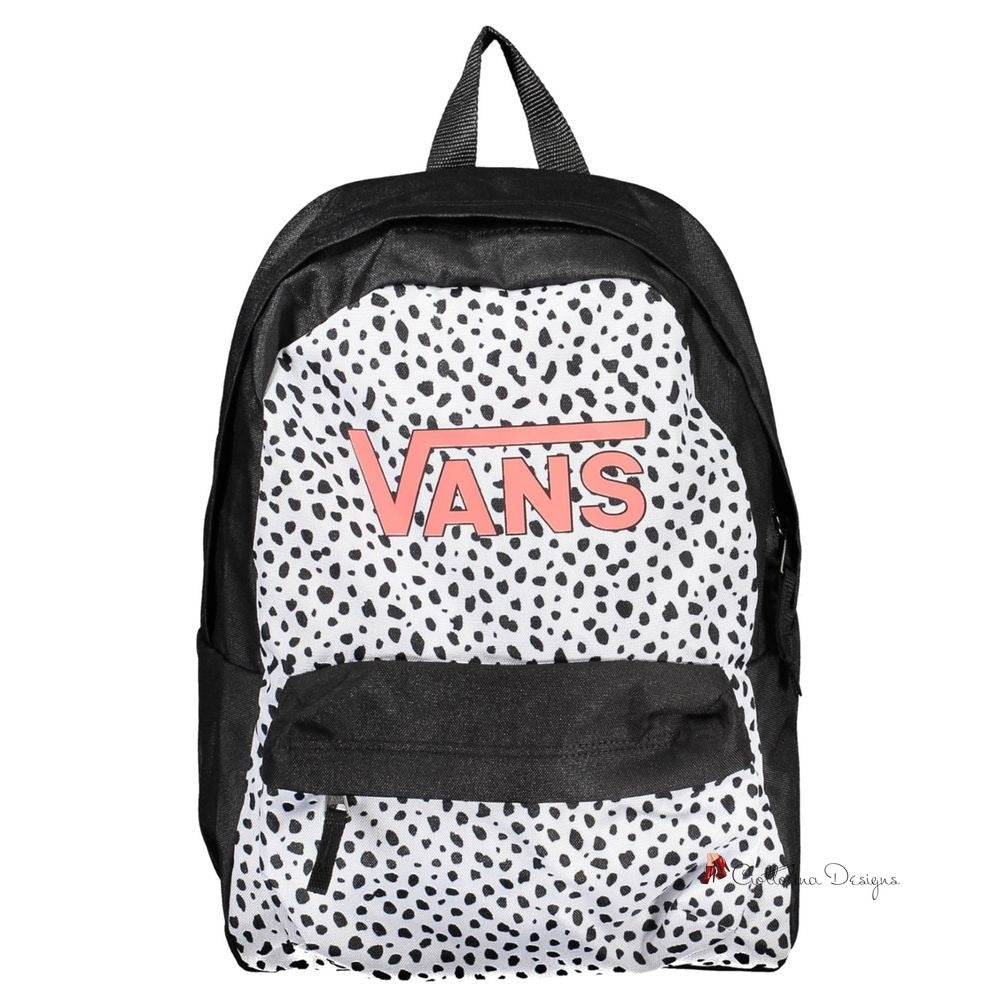 Sleek Black Polyester Backpack with Logo Detail