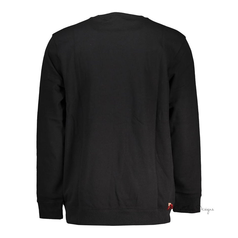 Sleek Black Cotton Sweatshirt with Logo Print