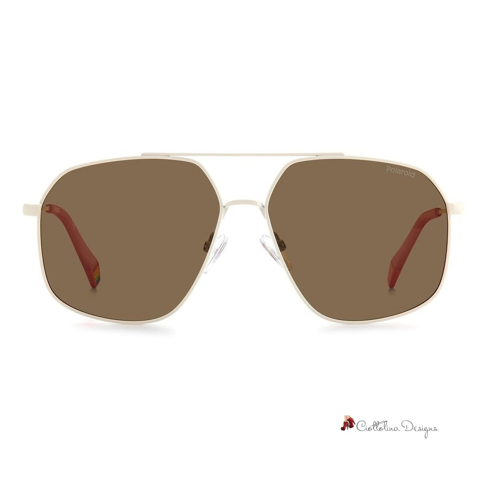 Beige Stainless Steel Sunglasses