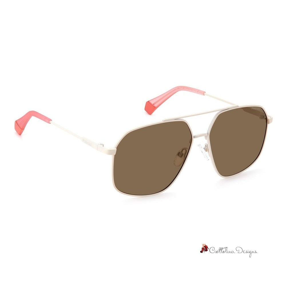 Beige Stainless Steel Sunglasses