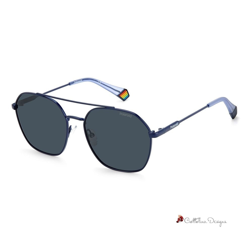 Blue Stainless Steel Sunglasses