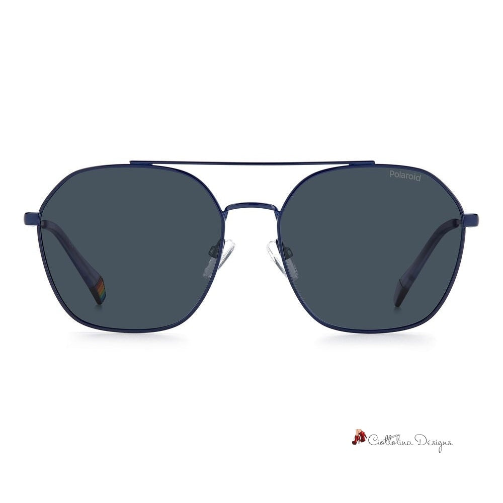 Blue Stainless Steel Sunglasses