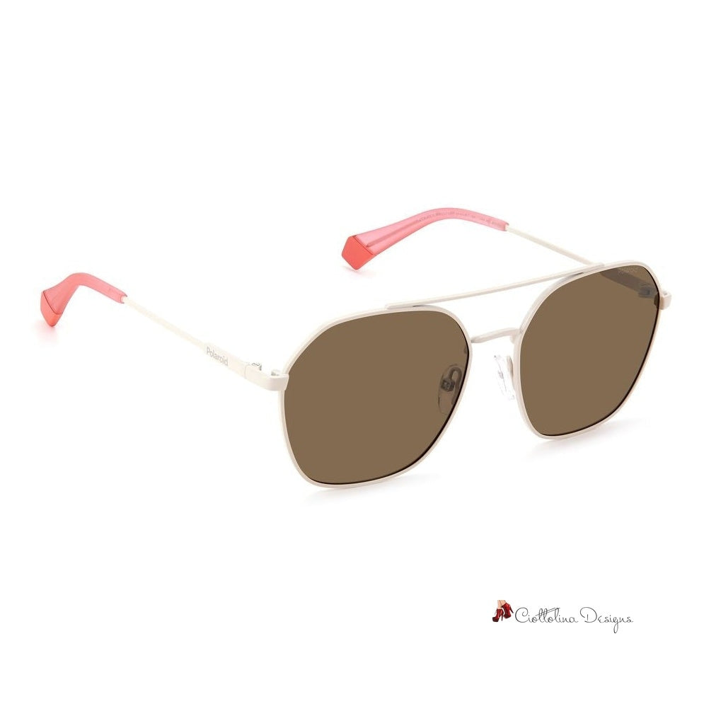 Beige Stainless Steel Sunglasses