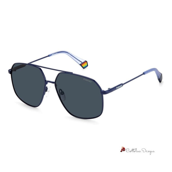 Blue Stainless Steel Sunglasses