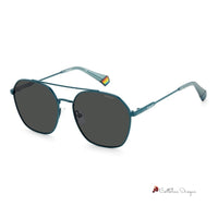 Blue Stainless Steel Sunglasses