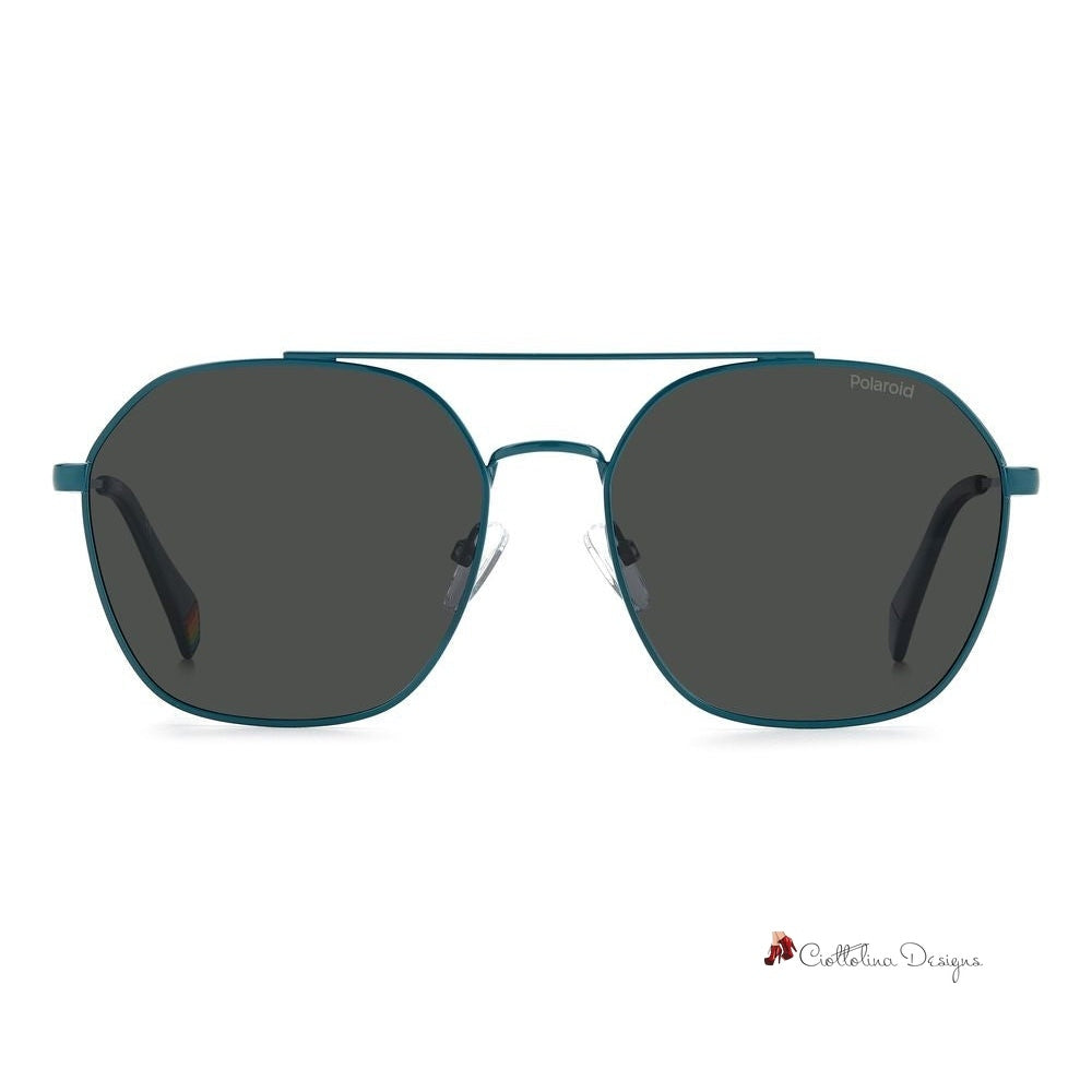 Blue Stainless Steel Sunglasses