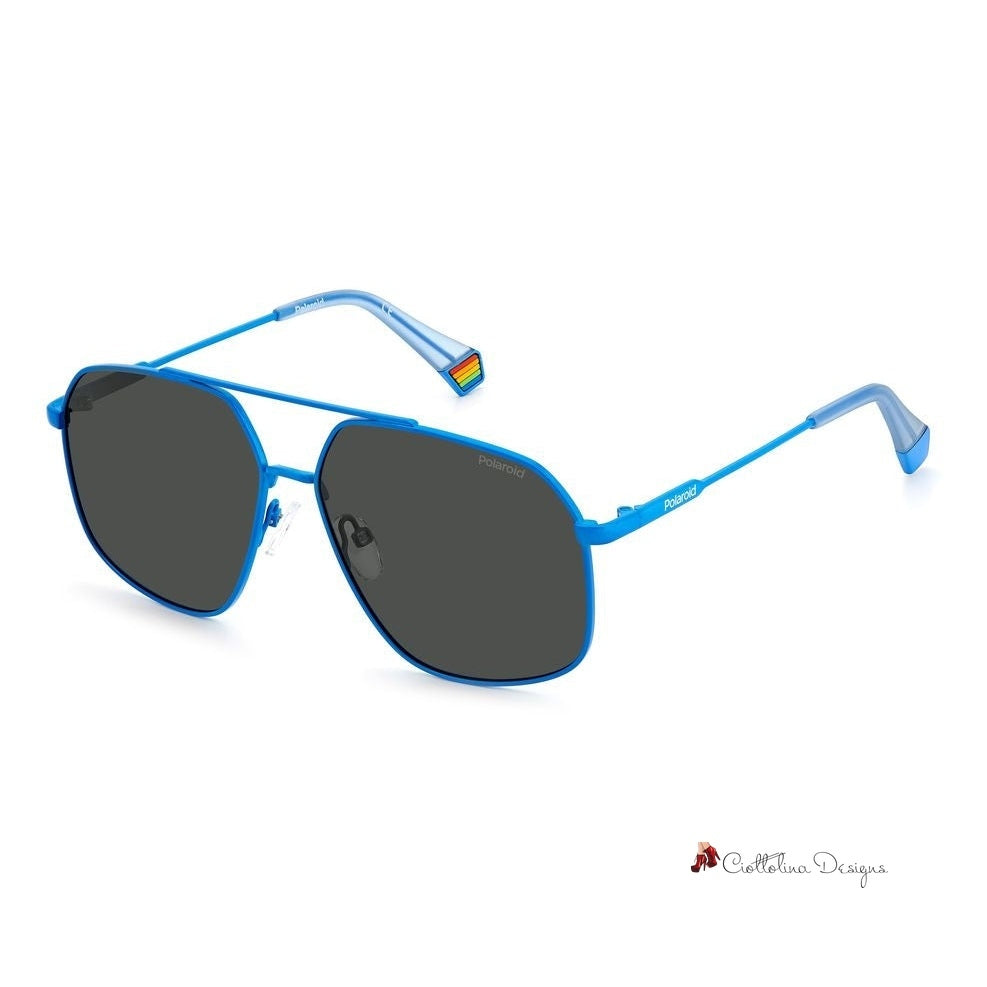 Blue Stainless Steel Sunglasses