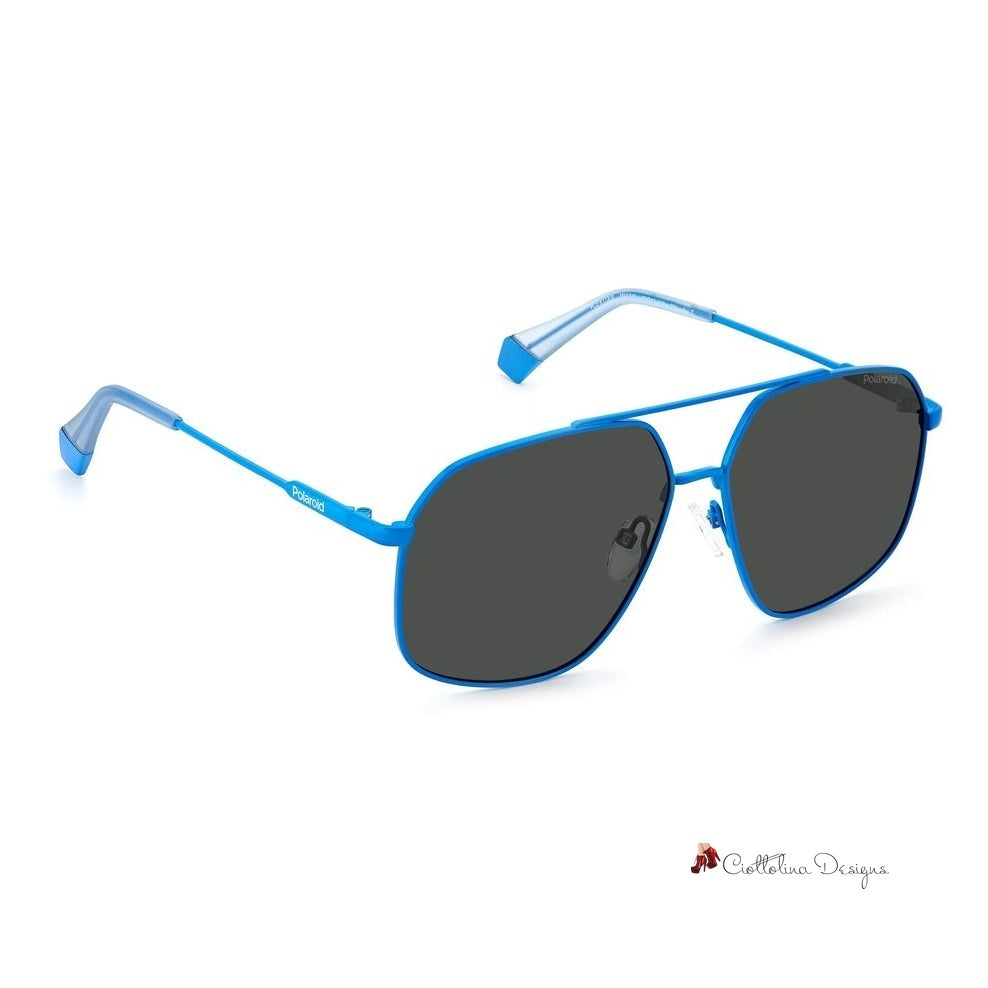 Blue Stainless Steel Sunglasses