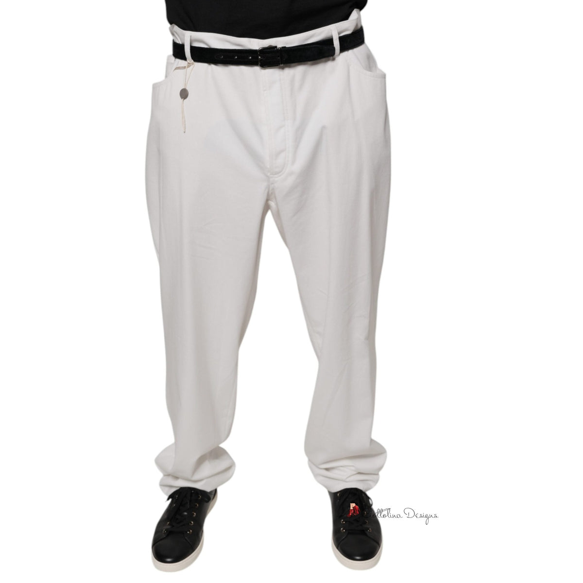 White Cotton Men Dress Tapered Pants