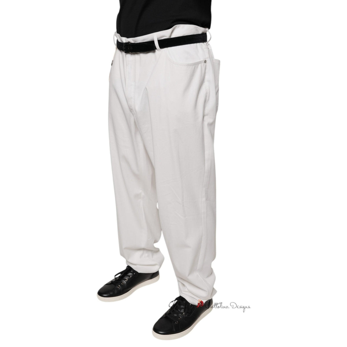 White Cotton Men Dress Tapered Pants