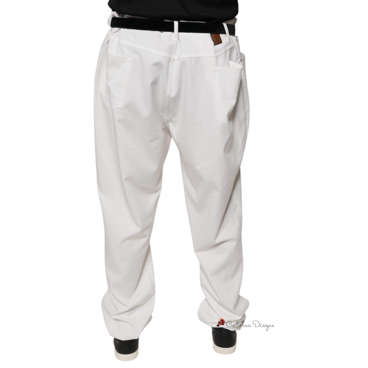 White Cotton Men Dress Tapered Pants