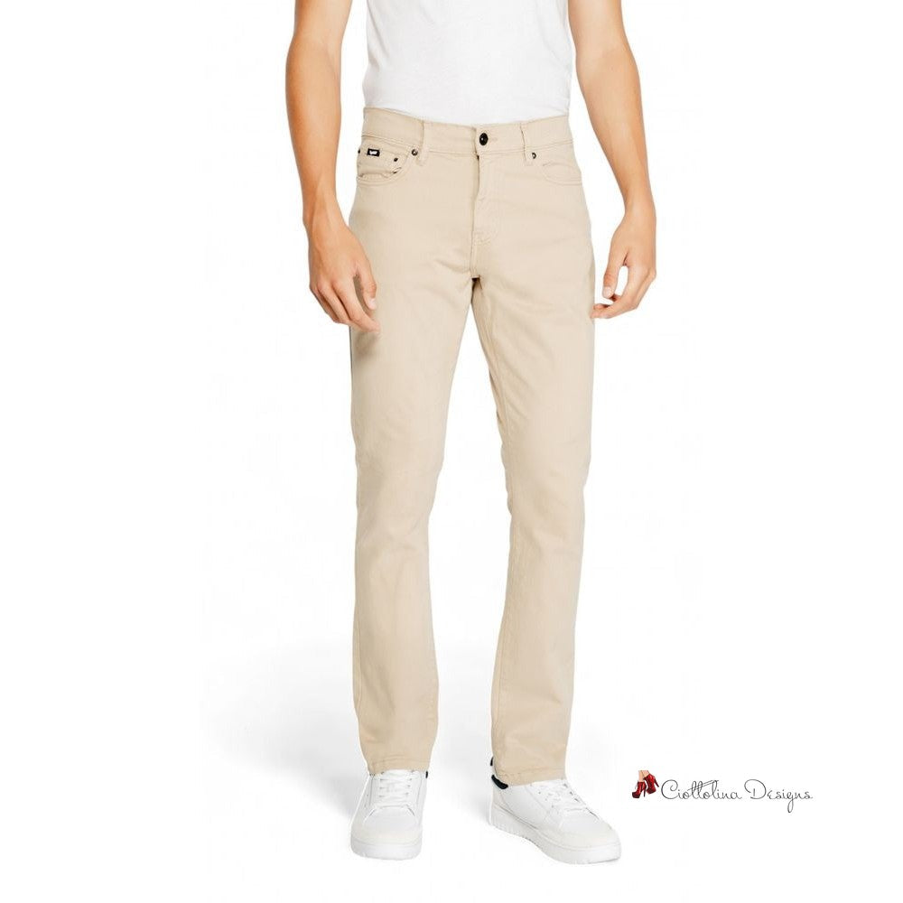 Beige Cotton Jeans & Pant