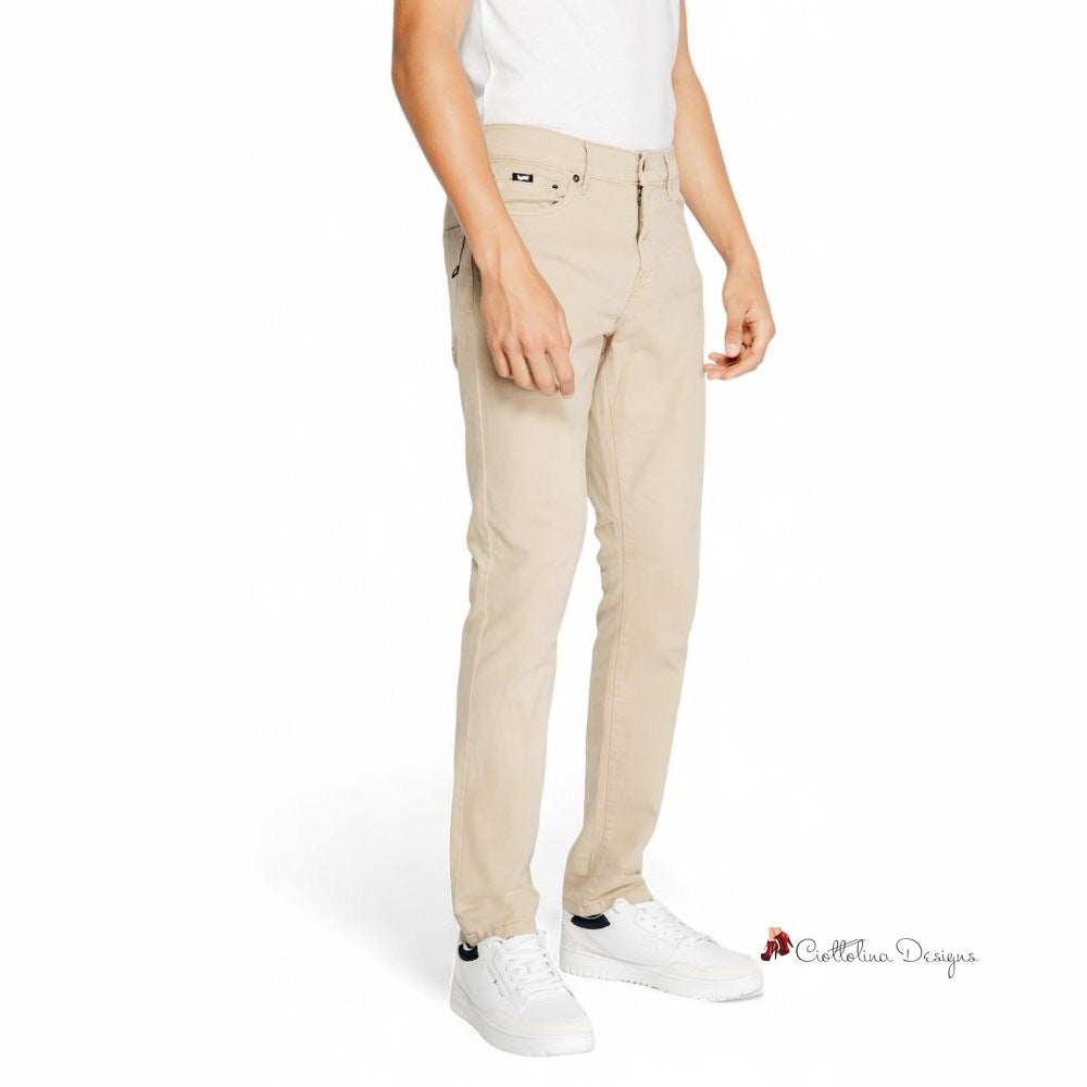 Beige Cotton Jeans & Pant