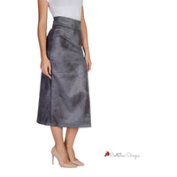 Gray Synthetic Leather Skirt