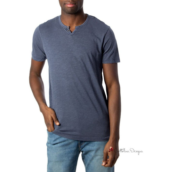 Light Blue Flamed Cotton T-Shirt