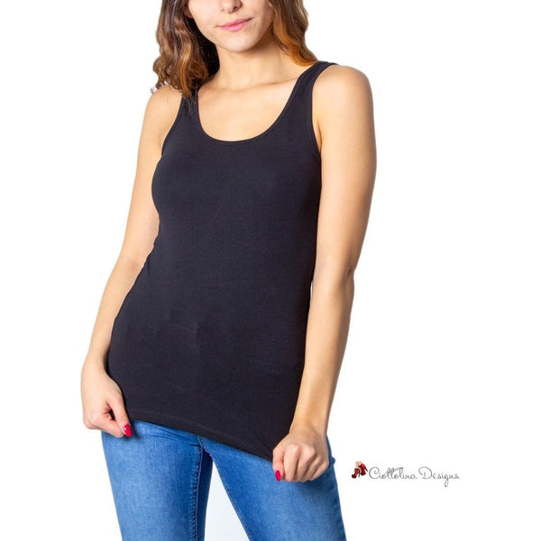 Black Cotton Tops & T-Shirt