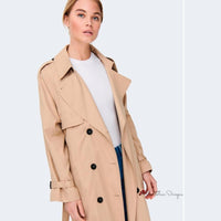 Beige Polyester Jackets & Coat