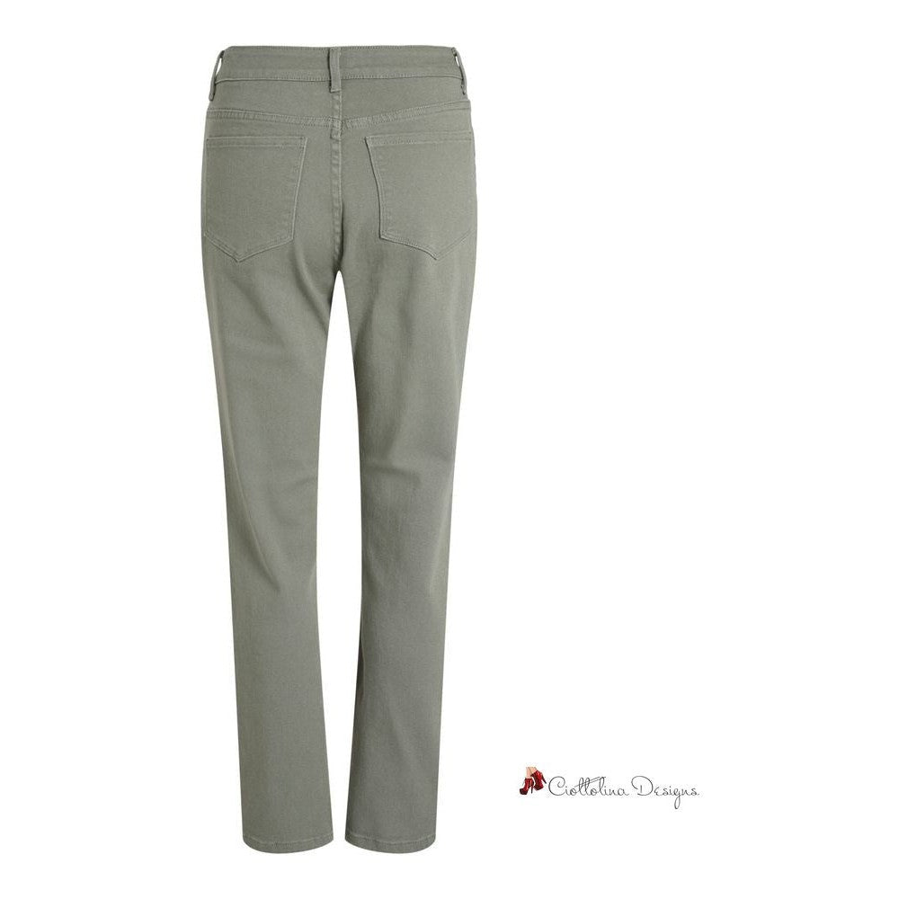 Green Cotton Jeans & Pant