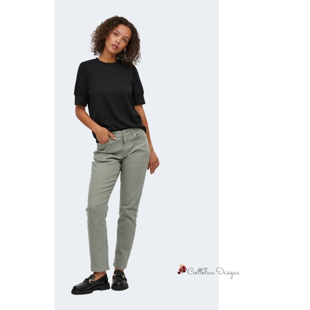 Green Cotton Jeans & Pant