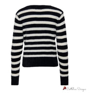 Black And White Polyester Sweater