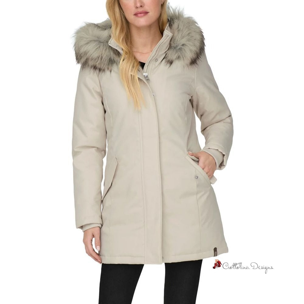 Beige Polyester Jackets & Coat