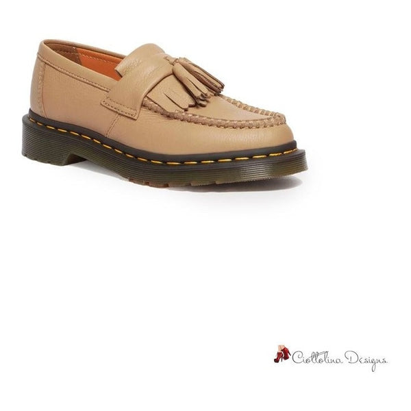 Beige Leather Flat Shoe