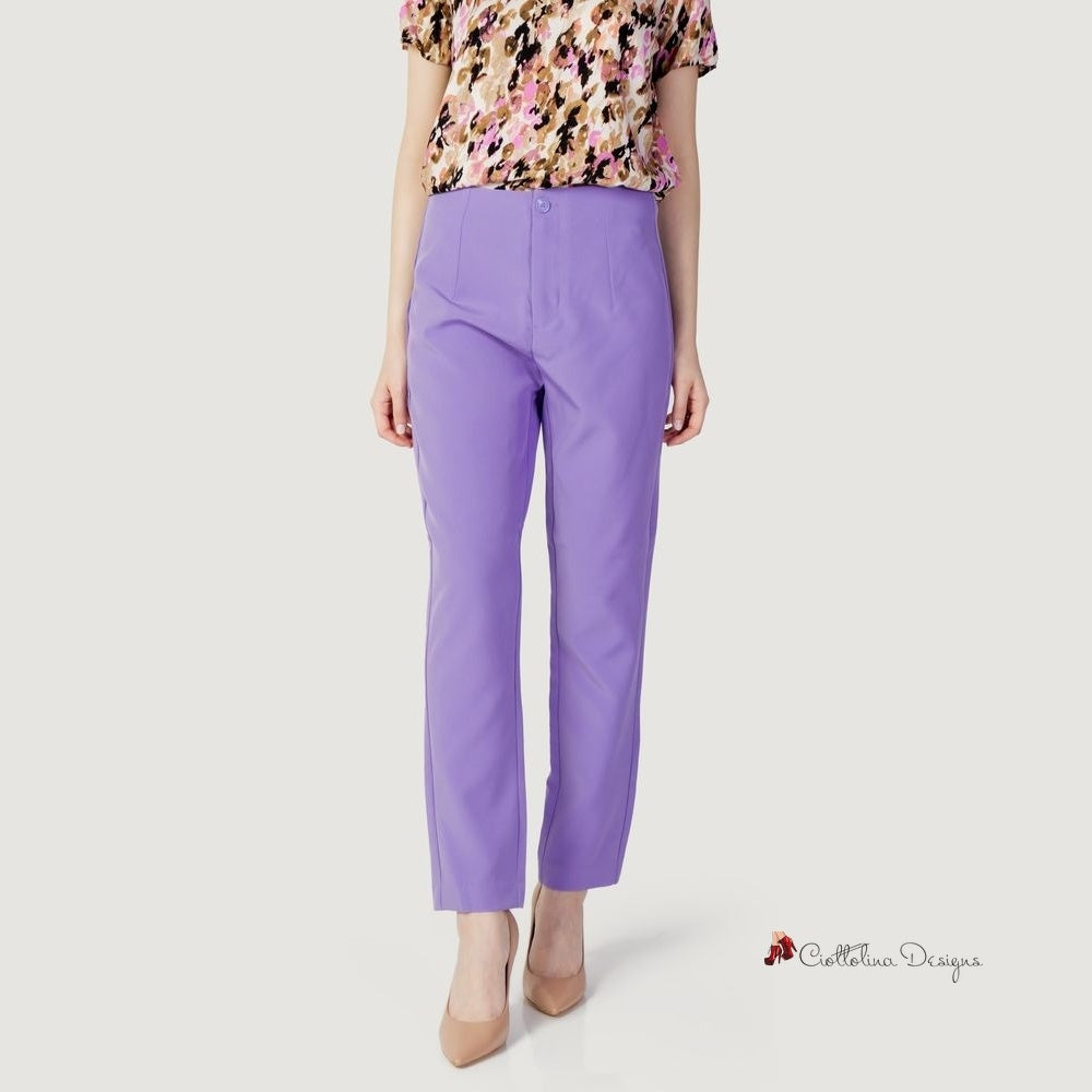 Purple Polyester Jeans & Pant