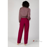 Bordeaux Polyester Jeans & Pant