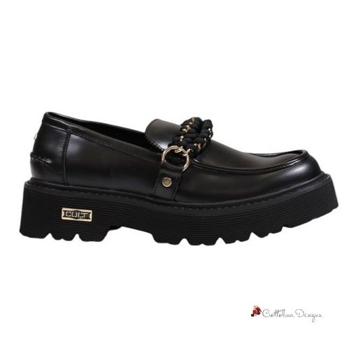 Black Leather Flat Shoe