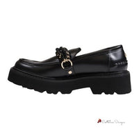 Black Leather Flat Shoe