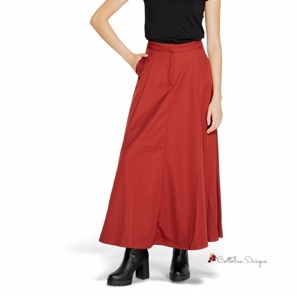 Red Polyester Skirt