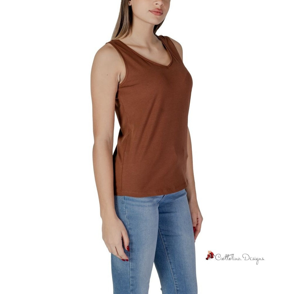 Brown Cotton Tops & T-Shirt