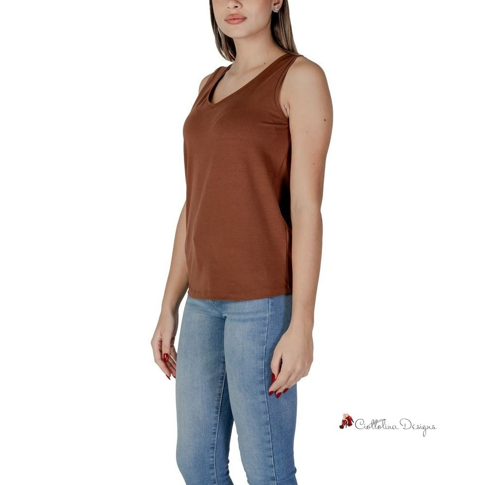 Brown Cotton Tops & T-Shirt