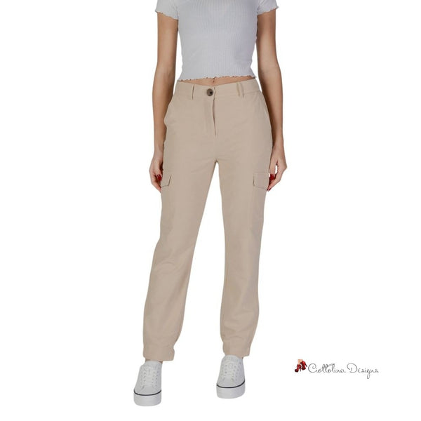 Beige Polyester Jeans & Pant