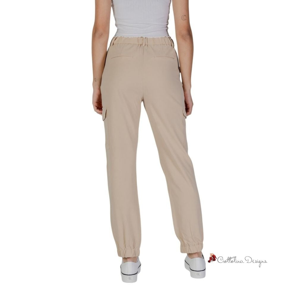 Beige Polyester Jeans & Pant