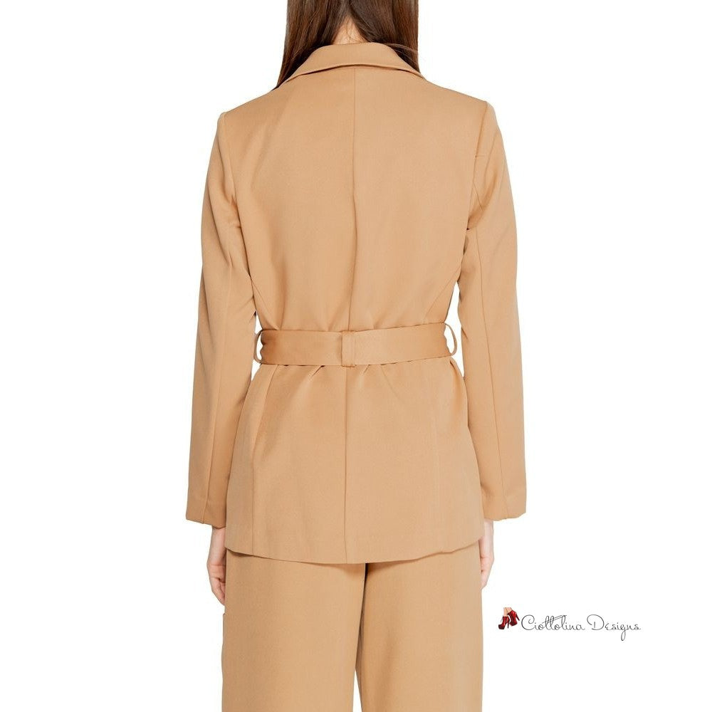 Beige Polyester Suits & Blazer