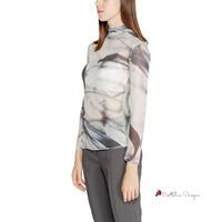 Gray Polyester Tops & T-Shirt