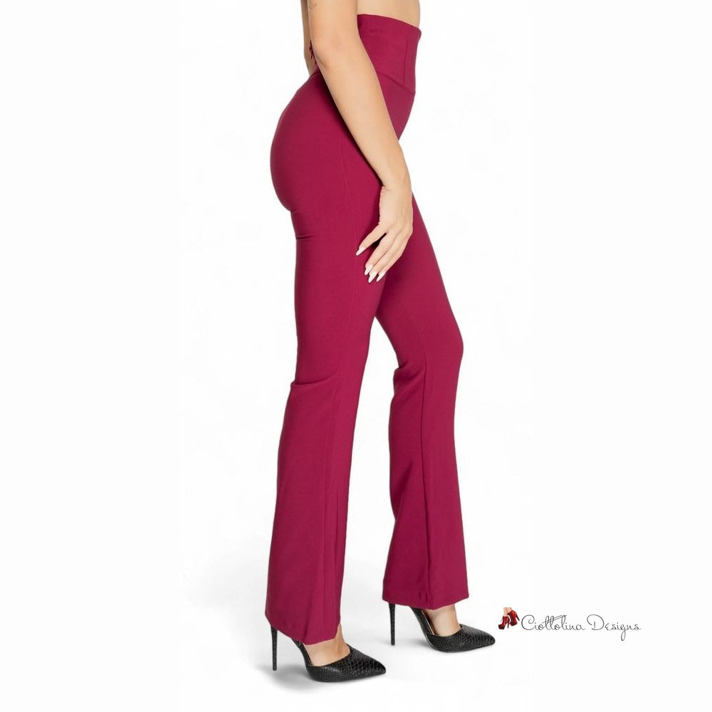 Bordeaux Polyester Jeans & Pant