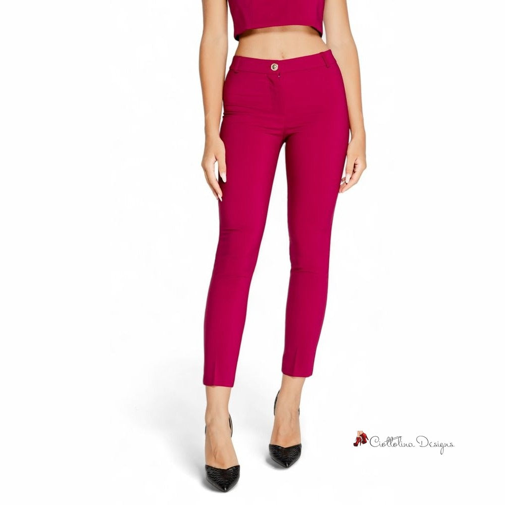 Bordeaux Polyester Jeans & Pant