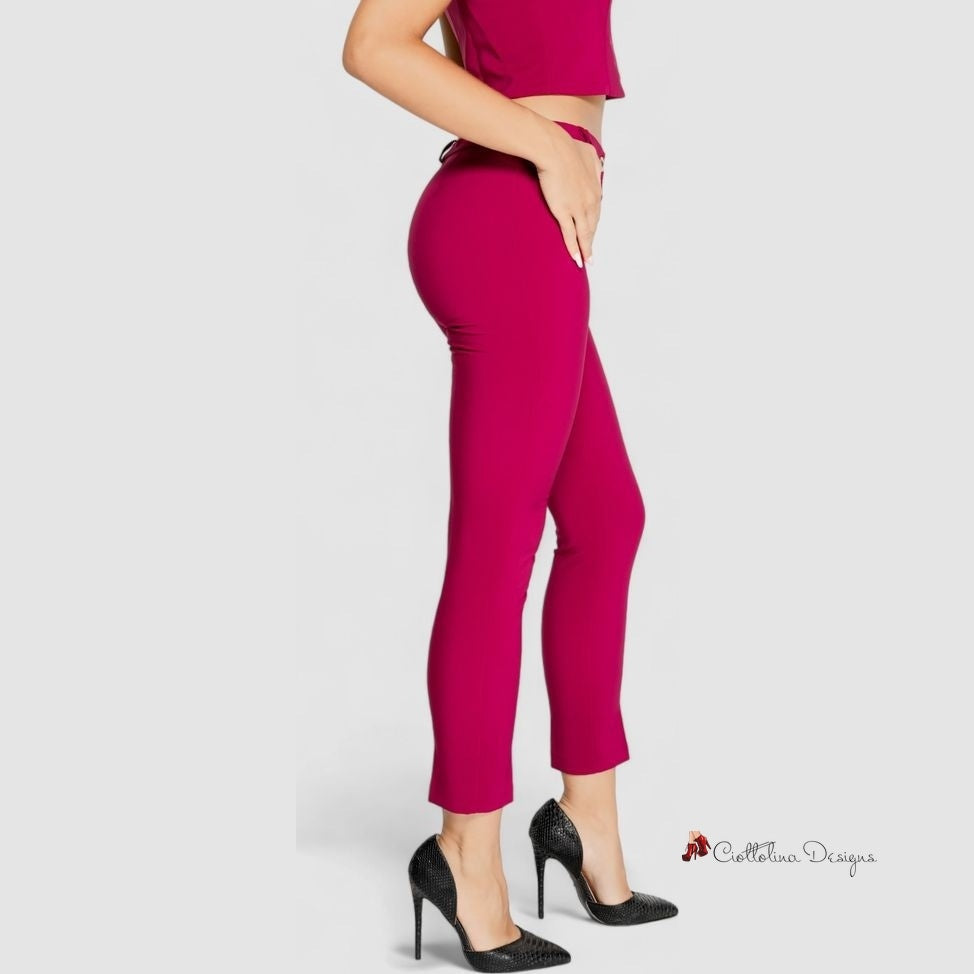 Bordeaux Polyester Jeans & Pant