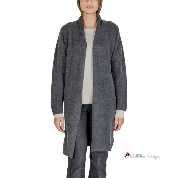 Gray Polyester Cardigan