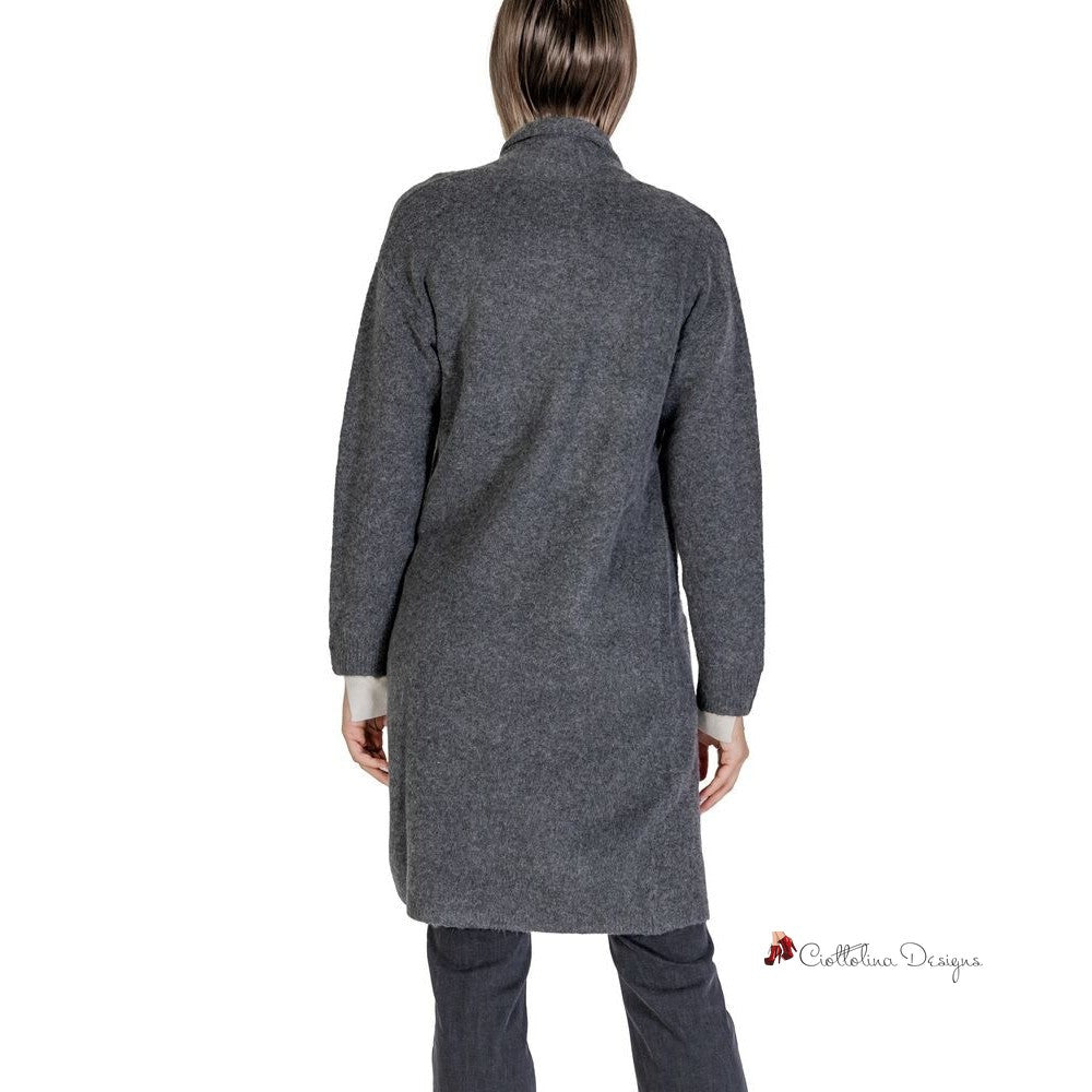 Gray Polyester Cardigan