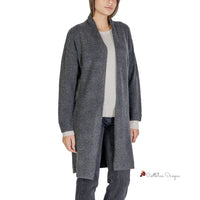 Gray Polyester Cardigan